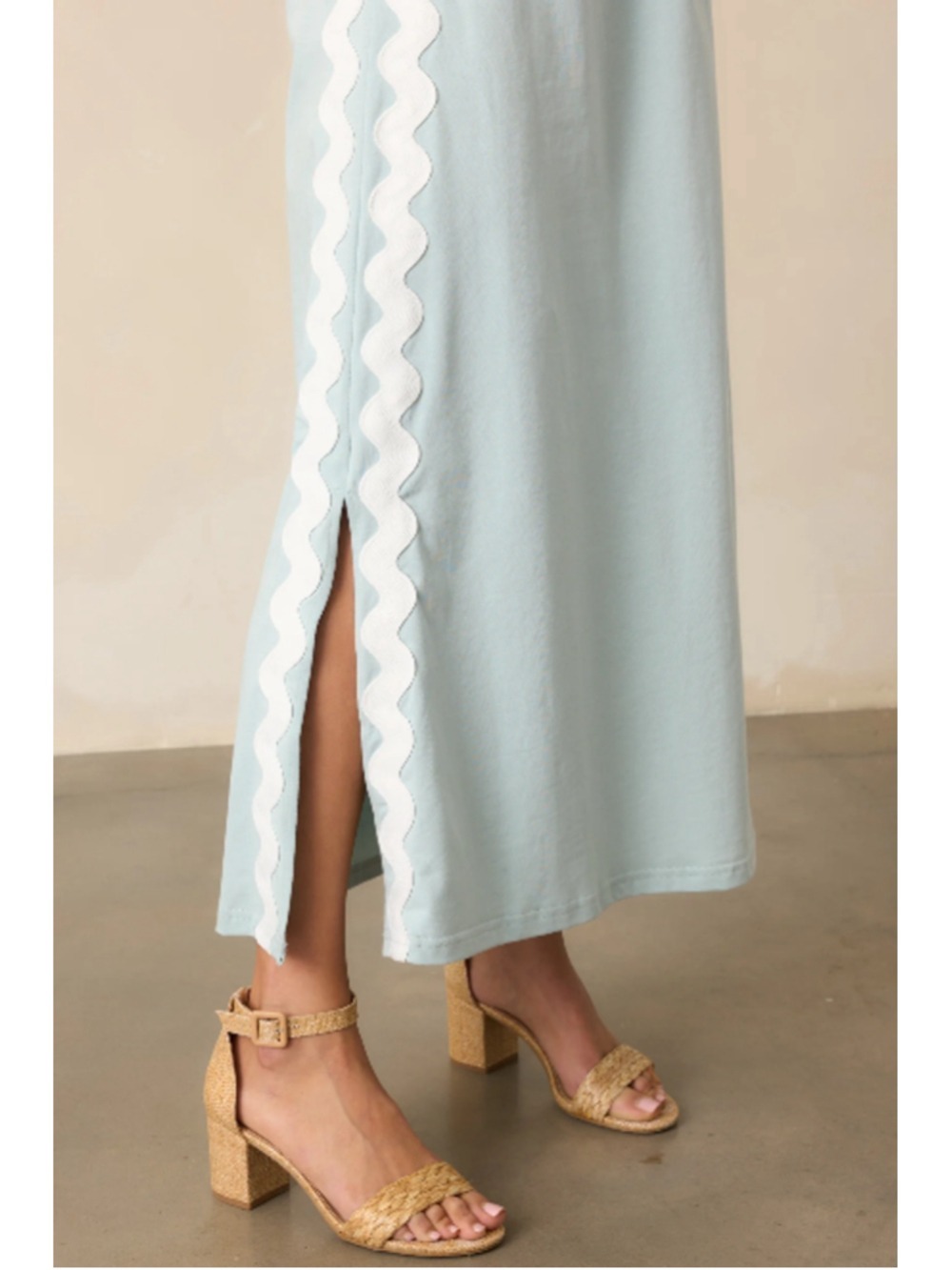 Women's PROSPERINA Light Blue White Maxi Dress S - Picture 10 of 13